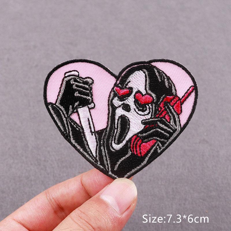 Skull Punk Embroidery Patches For Clothing Hip Hop Animal Patch Iron On Patches On Clothes Heart Sexy Patch For Clothes Stickers