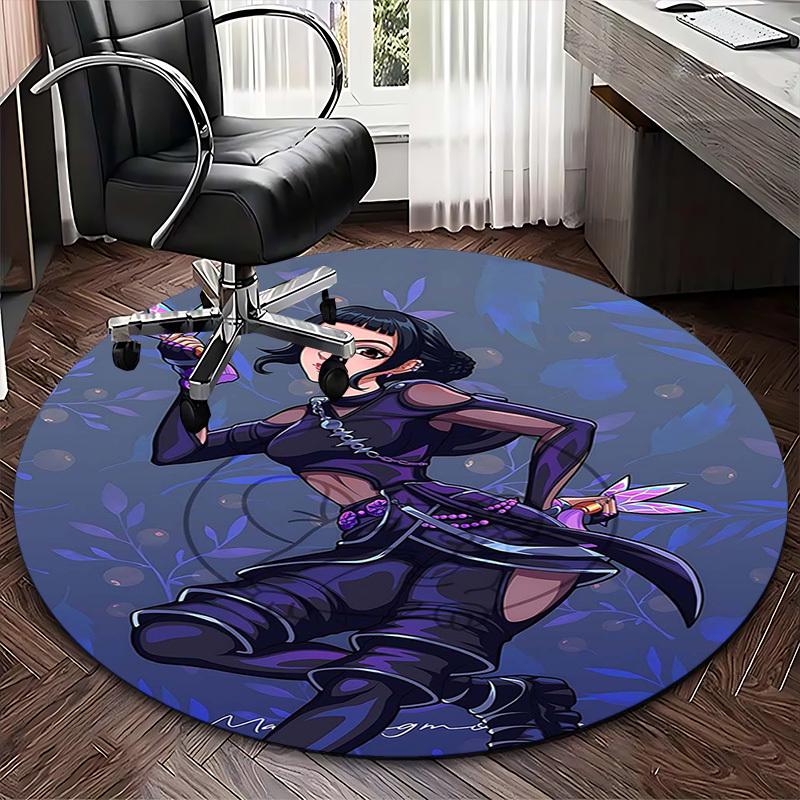 1pc Anime Design Round Carpet - Office Chair Mat with Butterfly Print, Suitable for Home Decor, Gaming Room