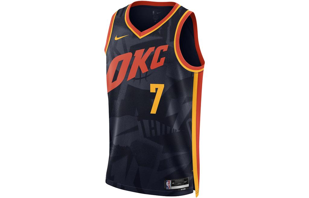 Nike Баскетбольная майка Dri Fit SW Fan Edition Сезон 2023/24, Oklahoma City Thunder, Чет Холмгрен Размер 7 Мужской Черный DX8513-419