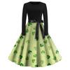 Women's Fashion Round Neck Casual Slim St Patrick's Day Printed Long Sleeve Dresses