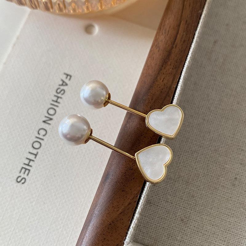 Серьги-гвоздики из натуральной ракушки Love, модные персонализированные серьги с жемчугом сзади, серьги-звезды Niche Design