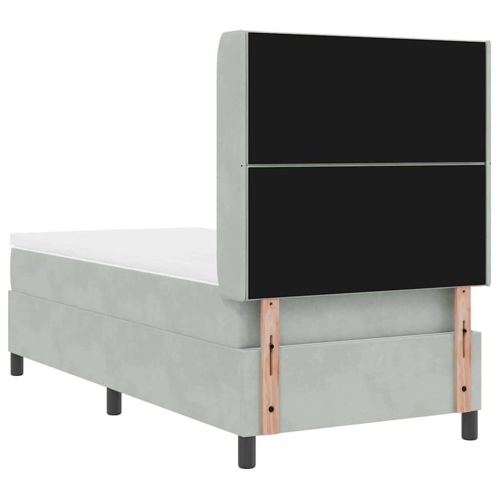 Boxspring Bed with Headboard Light Grey 100 x 200 cm Velvet