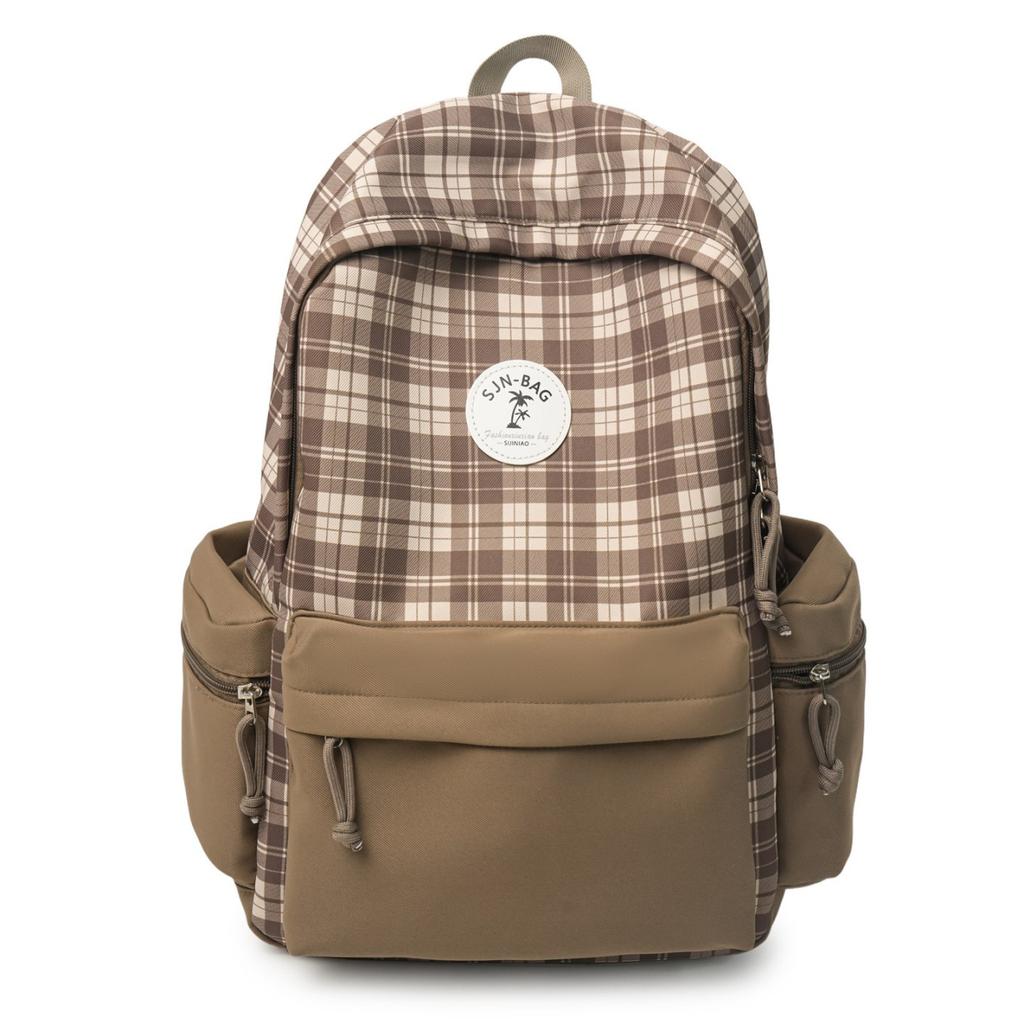 Schoolbag Korean style Instagram schoolbag for high school girls, large capacity fresh plaid backpack, backpack for junior high school, high school