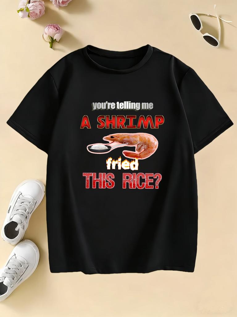Funny Shrimp Design Printed Funny T Shirts Kids Childrens Tshirt Boys Girls Summer Spring Casual Top Tee Shirt