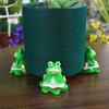 3pcs Green Frog Potted Mat Cartoon Animal Statue  Micro-landscape Accessories