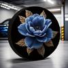 1pc Hot Selling Tire Covers Golden Floral Versatile Polyester Fabric Without Electricity Picnic Suitable For Mall Parking Lots