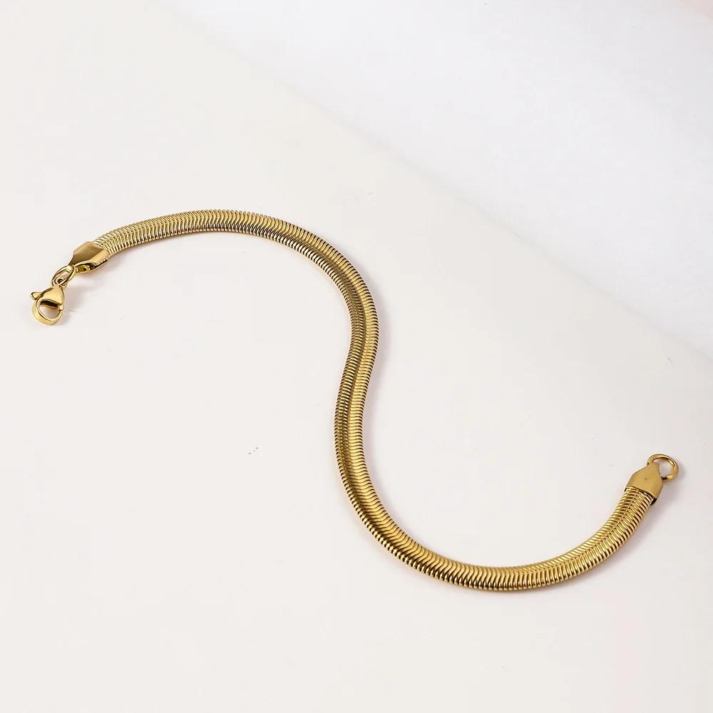 Мужской ретро браслет из нержавеющей стали с плоской змеиной цепочкой 6 мм, хип-хоп, для вечеринок, модные ювелирные изделия, тренды, аксессуары из титановой стали, подарки