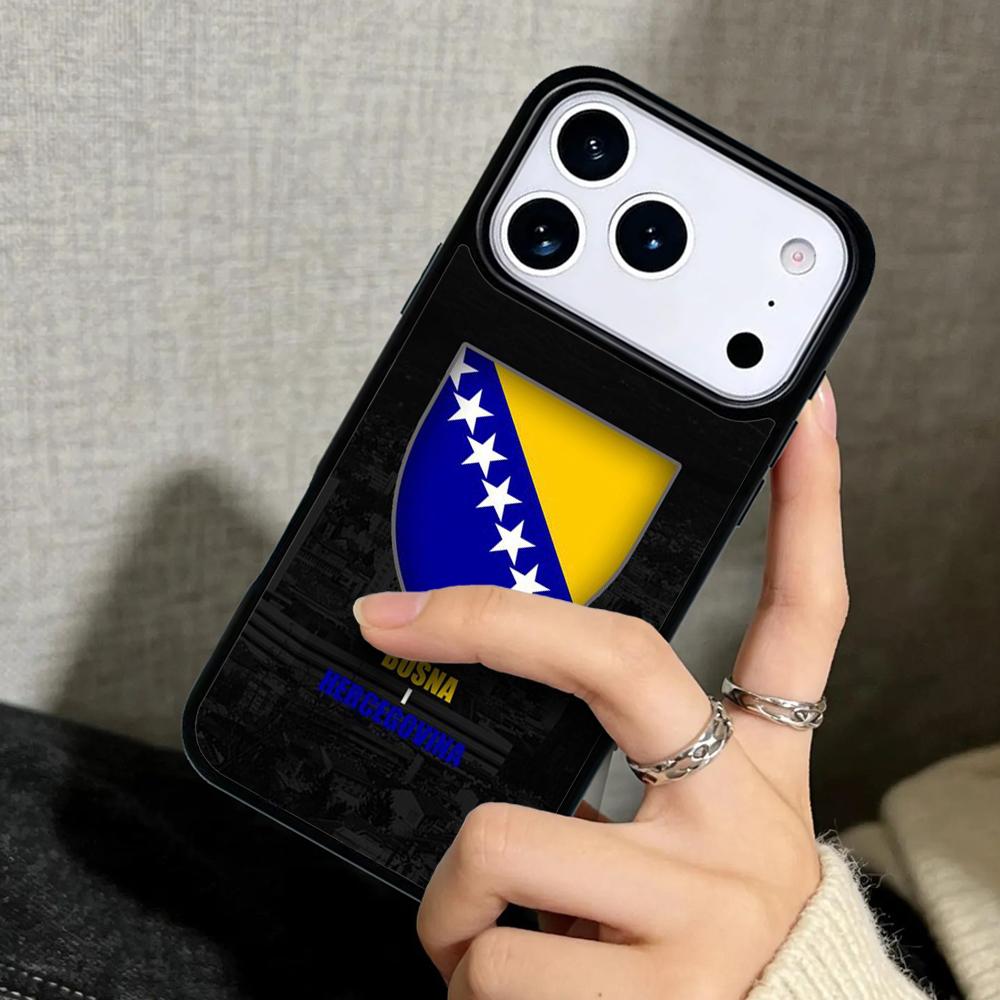 Capa Case for iPhone 17 Air 16 Pro Max 15 Plus 11 13 Mini 14 12 Back Phone Cover Bosna i Hercegovina Heart