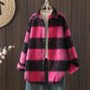 DIMANAF 2025 Новые осенне-зимние женские пальто и куртки больших размеров, толстые, с длинным рукавом, свободного кроя, повседневная верхняя одежда, женская клетка