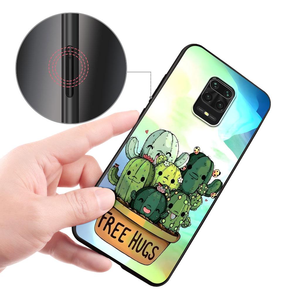 Plant Cactus Case for Xiaomi Redmi 10 10C 9C 9A 9i 9 Prime 9T 12 12C 10A K40 Pro Black Soft TPU Mobile Phone Bag Cover