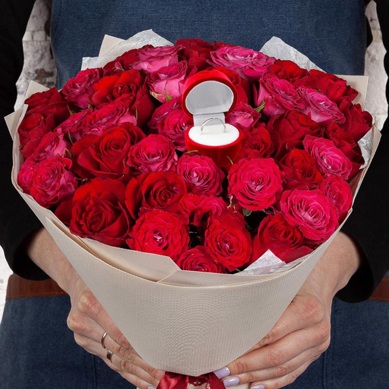 Имитация Розы Коробка для Колец Коробка для Хранения Ювелирных Изделий Свадьба Помолвка Романтический Подарок Декоративный Реквизит 3D Красная Роза Цветочный Футляр