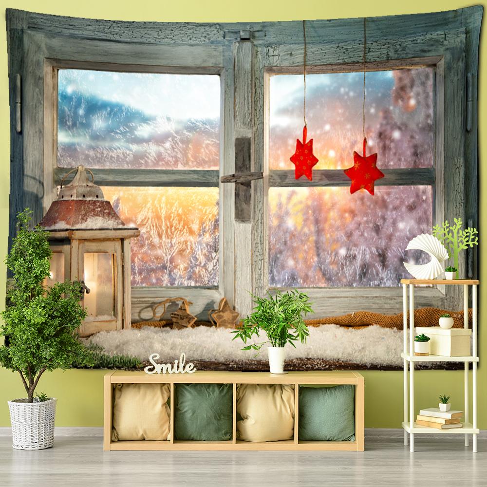 Снег за окном, Рождественский подарок, гобелен, настенный художественный мультяшный психоделический колдовство, домашний декор