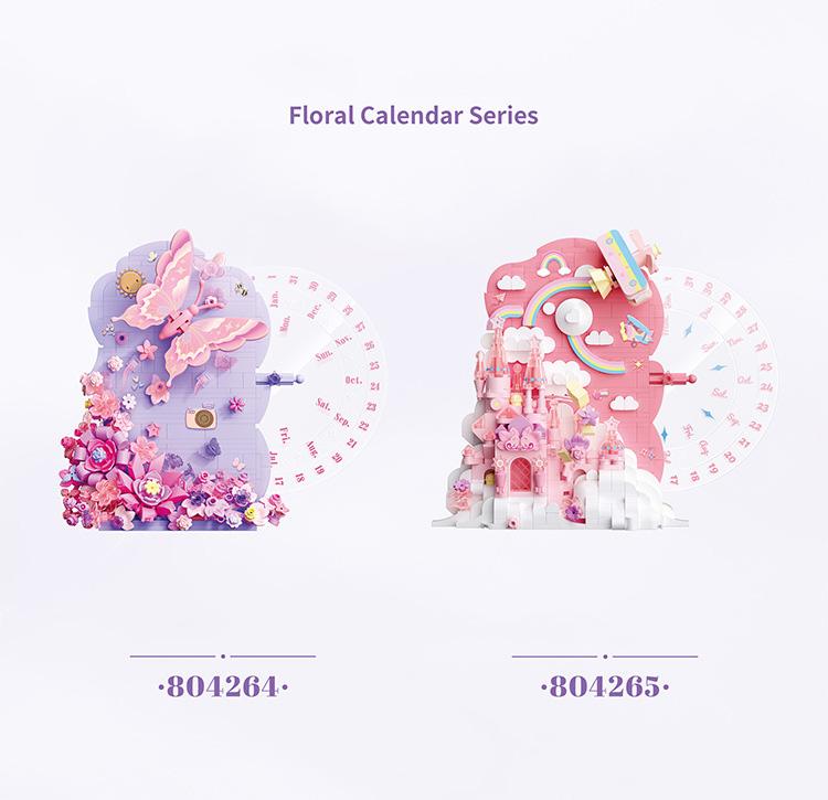 Idea Desk Calendar Building Bricks Princess Caste Butterfly Flower Mini Block Educational Toy With Light For Student Gifts