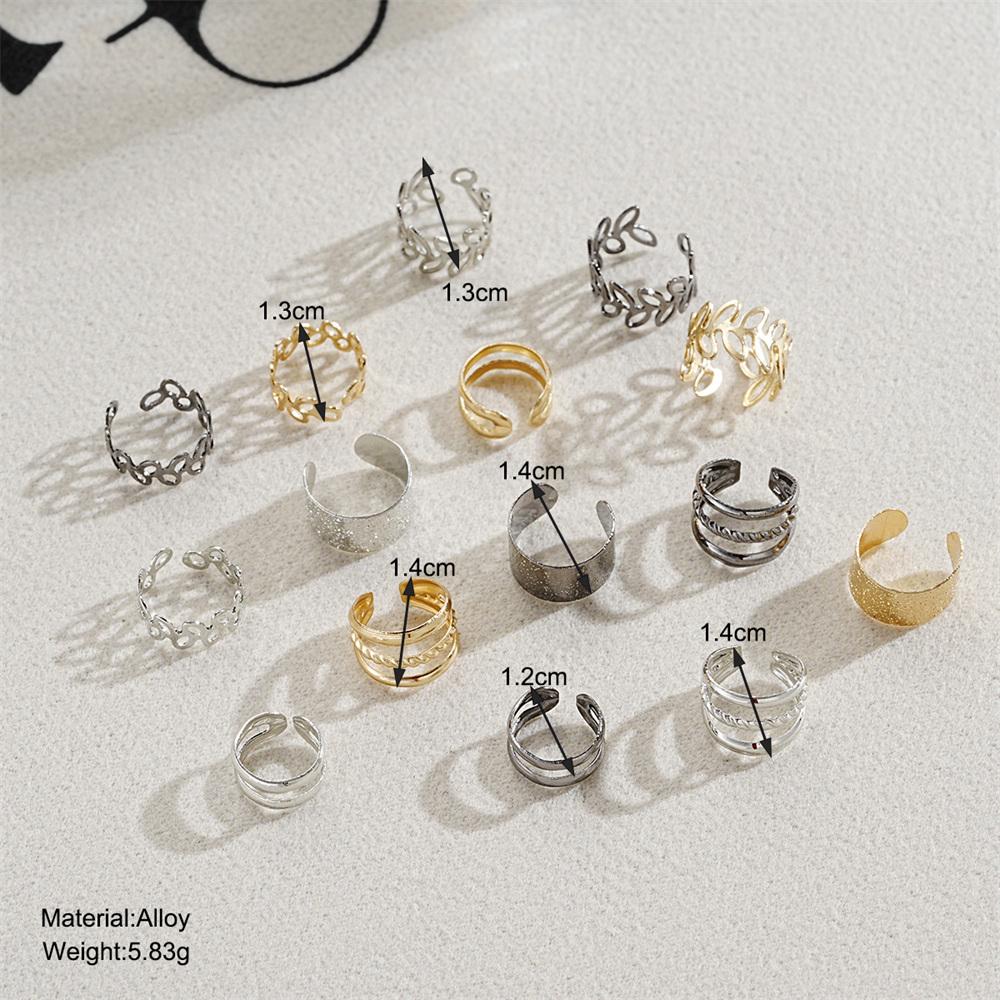 5-15pcs Simple Vintage Metal Clip Earrings Set for Women Teens Casual Hollow Leaf Fake Piercing Earring Jewelry Accessories Gift