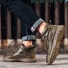 38-46 Модные зимние ботинки для мужчин, плюшевые кожаные ботинки с ручным швом, высокие походные ботинки, нескользящие, теплые, мужские ботинки, большие