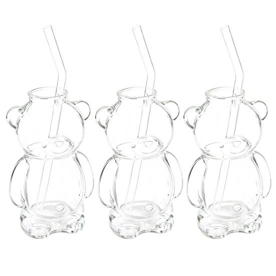 12 унций Стеклянная кружка в форме медведя Милая кружка для кофе с медведем Многоразовая посуда для пива, вина, коктейлей для дома, бара, кухни, ресторана, вечеринки