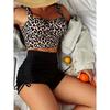 Комплект из 2 предметов с леопардовым принтом, купальники танкини, топ со сборками и завязками по бокам, женские купальники и одежда
