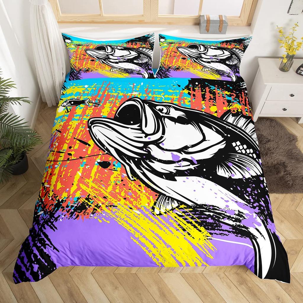 Комплект постельного белья бирюзового цвета с изображением морского животного, пододеяльник с изображением охотничьей тематики, леса, джунглей, полиэстеровый чехол