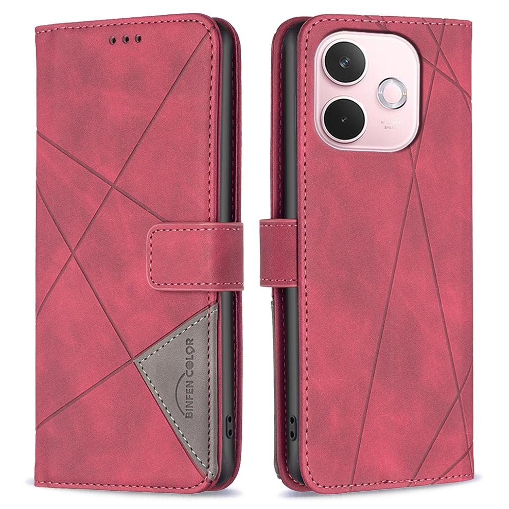 BINFEN COLOR For Oppo A5 Pro 5G Phone Cases Wallet Stand Geometry Imprinted Leather Cover