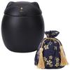 Lebonarie Mini Pet Urn, Cat-Shaped, with Japanese-Style Bag (Black)