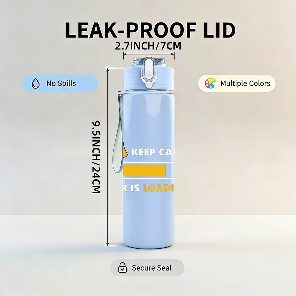 1PC Loading Minimal Letter Text Print 750ml Color Plastic Sports Water Bottle Leakproof Flip Straw Lid Suitable for Sports Office Home Use