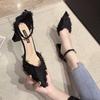 Fashion Coarse heeled high heels for women new spring pointed hollow temperament single buckle strap fairy style follow-up shoes