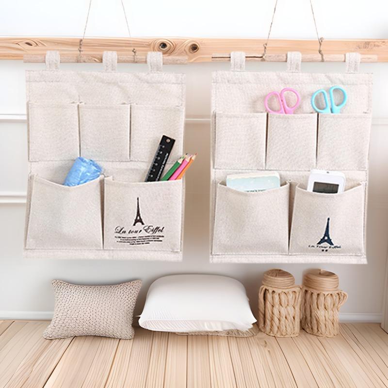 Wall Mounted Sundries Storage Bags Home Behind Doors 5 Pockets Small Items Organization Bag with PE Waterproof Membrane