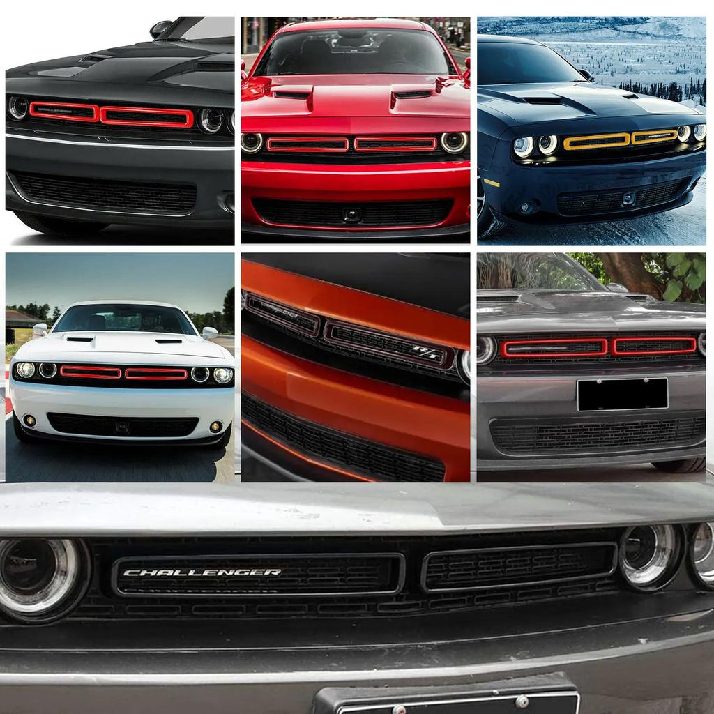 Для 2015-2026 Dodge Challenger Черные Красные Желтые Вставки Решетки Защитная Накладка 2 шт. Передняя Решетка