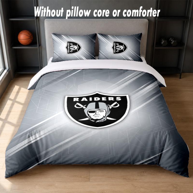 Las Vegas Raiders Design Bed Bedding Set 1 Duvet Cover + 2 Pillowcases Soft Breathable Household Bed Linens