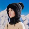 Вязаная шапка женская ветрозащитная утепленная конструкция мягкая флисовая подкладка 3-в-1 зимняя теплая шапка для приключений на открытом воздухе катания на лыжах пеших походов головной убор