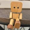 Shaking Wooden Man Figurine Handmade Shaking Feet Wooden Car Dashboard Decorations with 12 Pcs Magnetic Expressions Creative Gifts