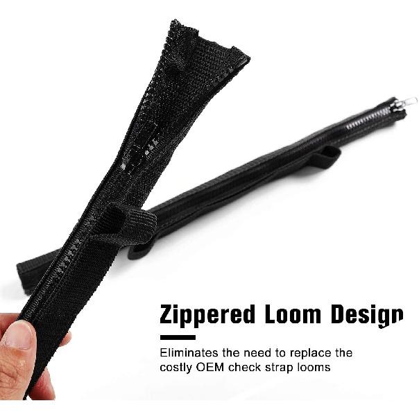 JeCar For Jeep Door Straps Heavy Duty Strong Door Limit Check Strap With Zipper For 2007-2024 Jeep Wrangler JK JKU JL JLU Gladiator JT (Black)