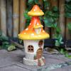 Solar Garden Statue Lights Resin Mushroom Fairy House Solar Lanterns Outdoor Statues With Built-in Light Sensor For Birthday