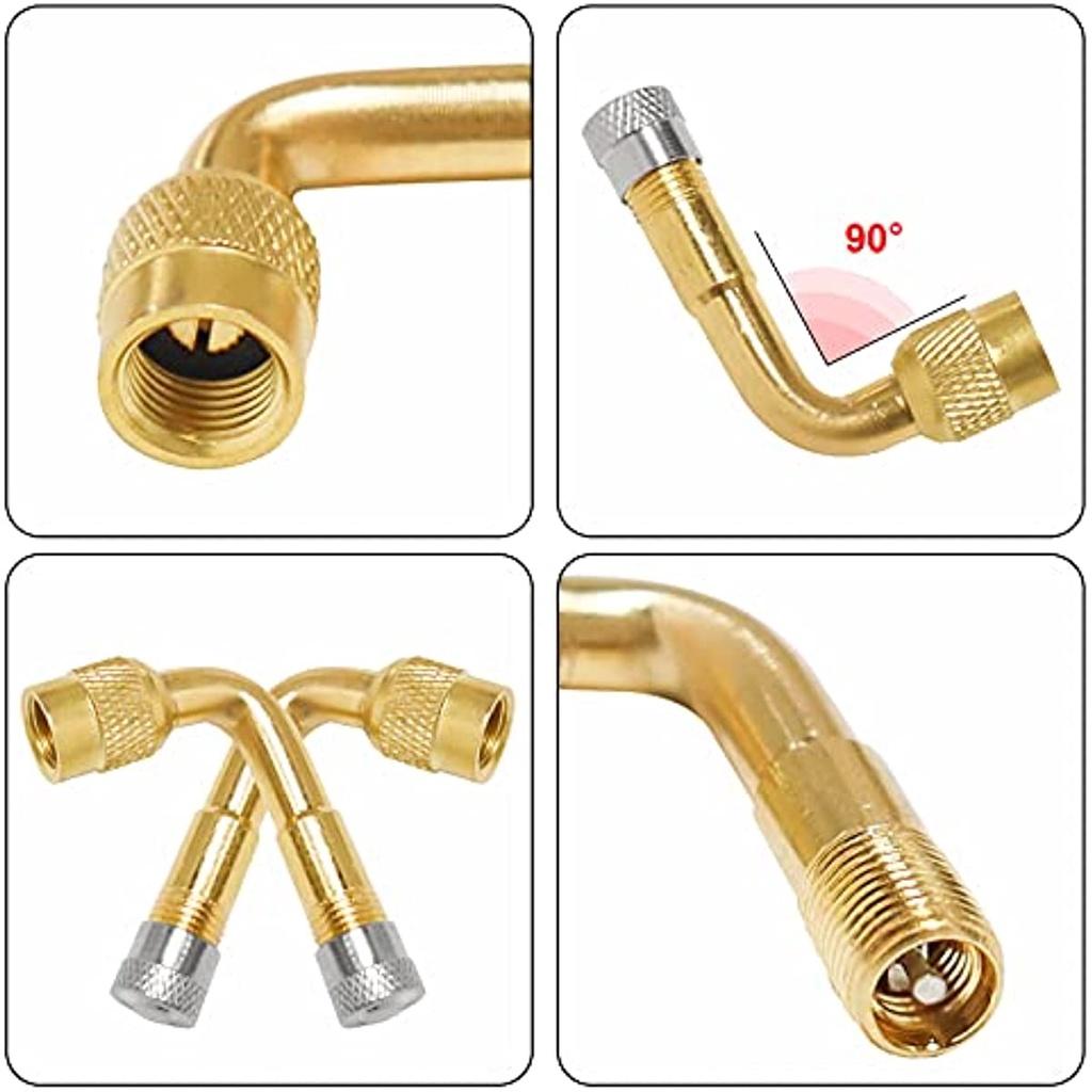 Упаковка из 2 удлинителей клапана на 90 градусов, медный адаптер клапана, удлинитель углового клапана, автомобильный клапан, удлинитель клапана для шин, угловой клапан для автомобиля, мотоцикла, велосипеда