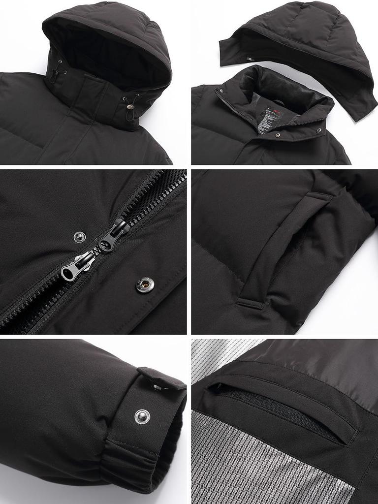 Унисекс утепленная куртка-пуховик средней длины с капюшоном из белого утиного пуха для защиты от холода