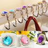 Foldable Handbag Purse Hanger Convenient Table Hook Hang Round Rhinestone Holder