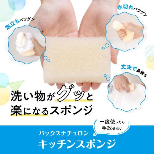 PAX NATURON Kitchen Sponge (Natural / Set of 5) Kitchen Dishwashing Sponge (Foaming/Water Draining/Durable) by Taiyo Yushi