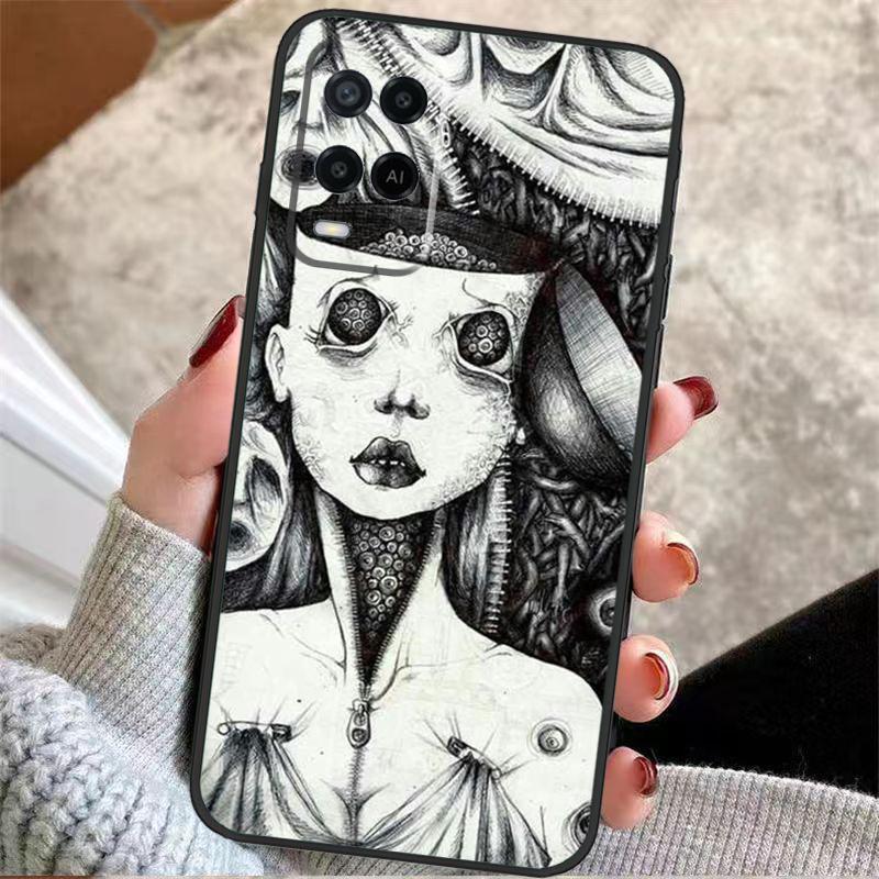 Horror Manga Style Case For Oppo A40 A16 A76 A96 A60 A98 A58 A78 A18 A38 A80 A77 A57 A17 A74 A54 A94 A15 A5 Pro