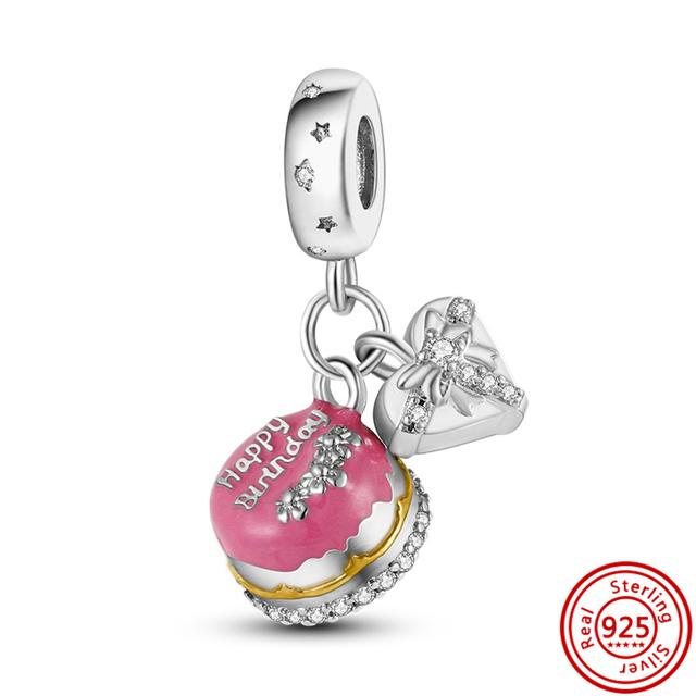 925 Серебро Радуга Солнце Облака Единорог День Рождения Торт Перья Крылья Бейсбольные Бусины Подходит Браслет Ювелирные Изделия