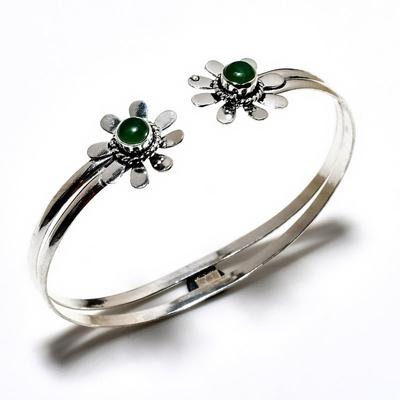 Green Onyx Gemstone 925 Silver Plated Handmade Jewelry Cuff Bangle