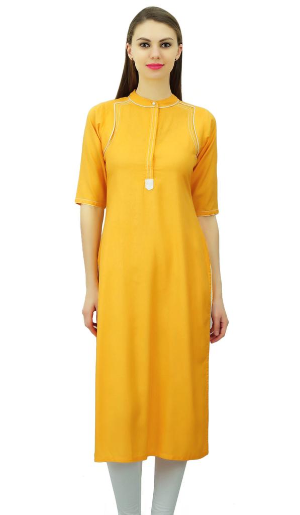 Phagun Mandarin Collar Kurti For Womens Ethnic India Tunic Top Ladies Rayon