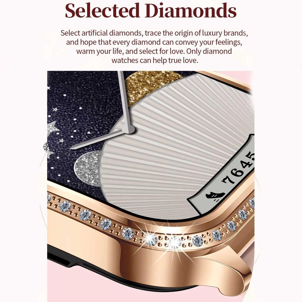 Новые модные женские умные часы с пульсометром 1,75 дюйма 240*296 HD экран часы с бриллиантами Bluetooth звонок водонепроницаемые умные часы для женщин