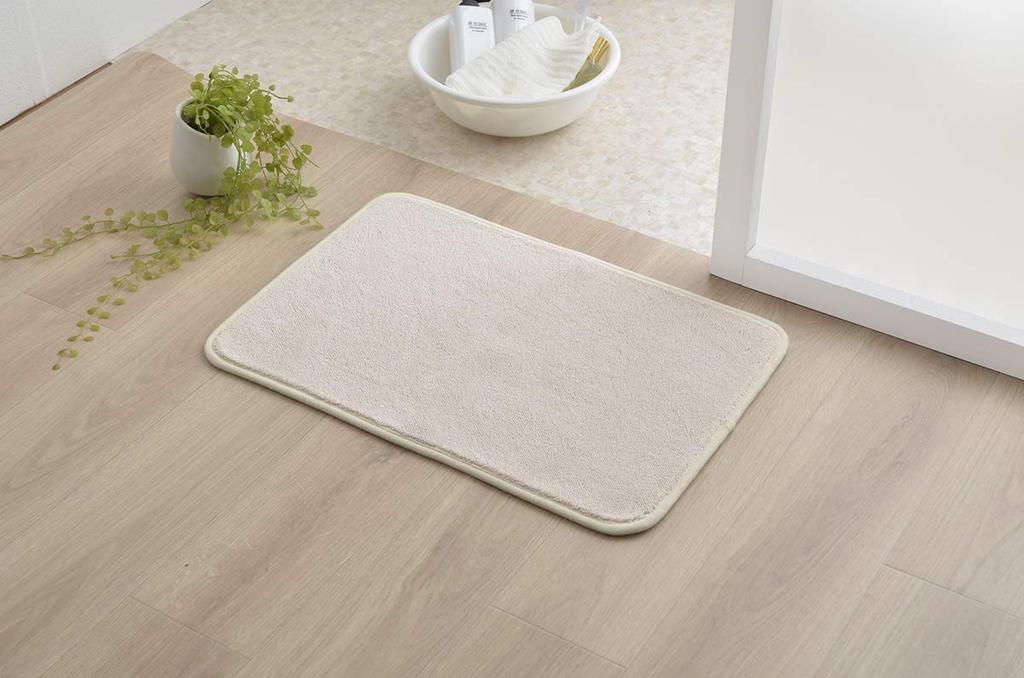 IKEHIKO Corporation Bath Mat, Quick-Drying, Absorbent, Towel-Like, Keeps Your Feet Cool, Approx. 50 X 75 Cm, Ivory #3488129