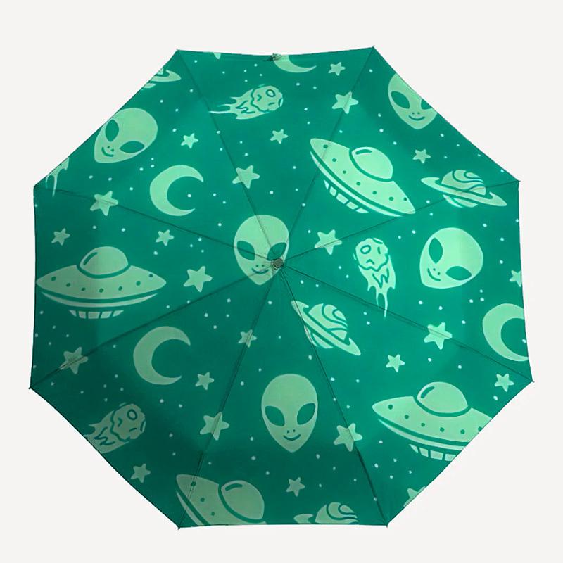 1pc Alien Space Automatic Open/close Folding Compact Umbrella, 8-Rib Sturdy Canopy, Lightweight Portable, Everyday Use, Gift,164