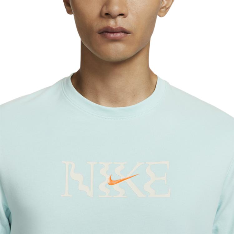 Nike Dri-Fit Letter Round Neck Quick-Dry Повседневная спортивная футболка с коротким рукавом для мужчин, топы Ice-Jade-Green FQ0258-346