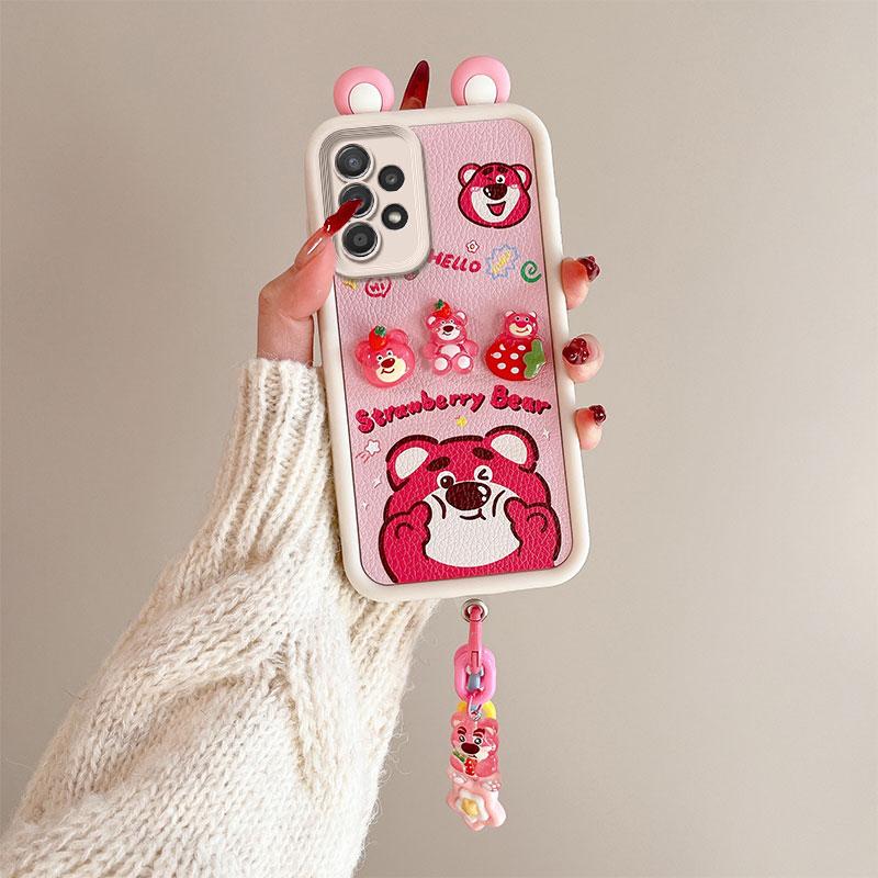 KEYSION Cute Ear 3D Cartoon Case for Samsung A52 5G A52S 5G with Bracelet Soft Silicone Shockproof Phone Cover for Galaxy A32 4G