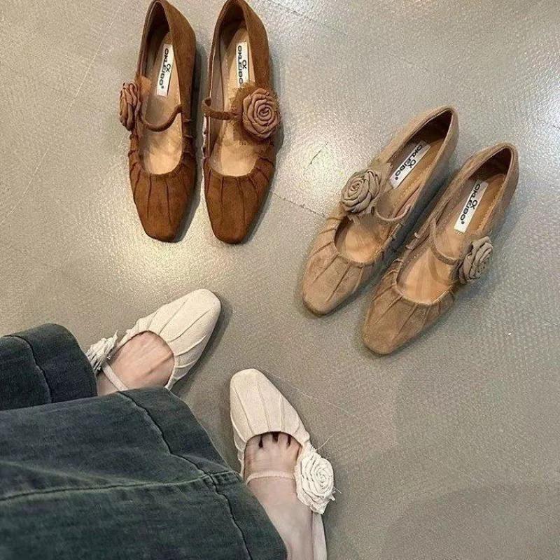 Fashion 2024 Designer Women's High Heels Fashion Light Flower French Style Dress Mary Jane Shoes