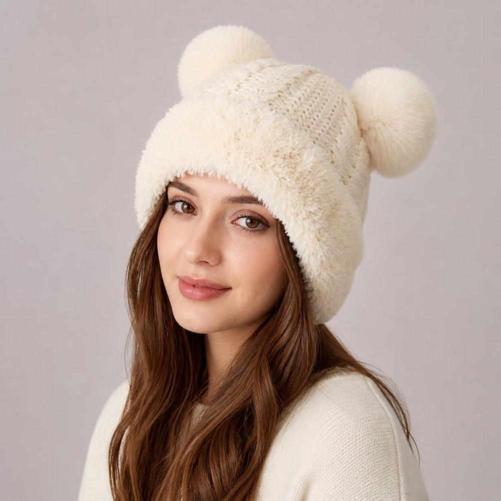 Thickened Knitted Hat Windproof Knitted Plush Hat Fashion Ear Protection Hat Men And Women