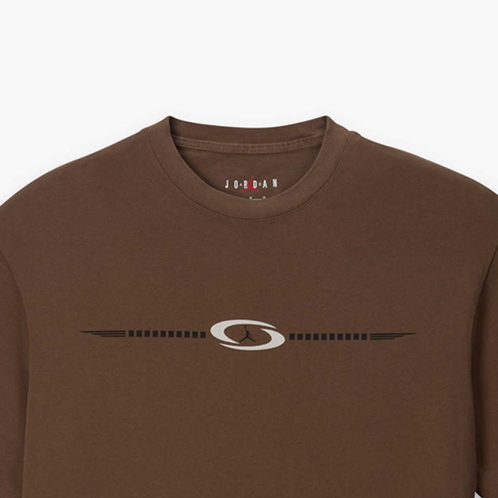 Jordan X Travis Scott Letter Logo Print Crew Neck Short Sleeve T-Shirt Men Tops Marmot-Brown DZ5511-274