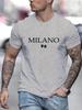 Мужская летняя футболка MILANO 96 из 100% хлопка, свободного размера, с принтом букв, приталенного кроя, повседневная, спортивная, с круглым вырезом, с коротким рукавом